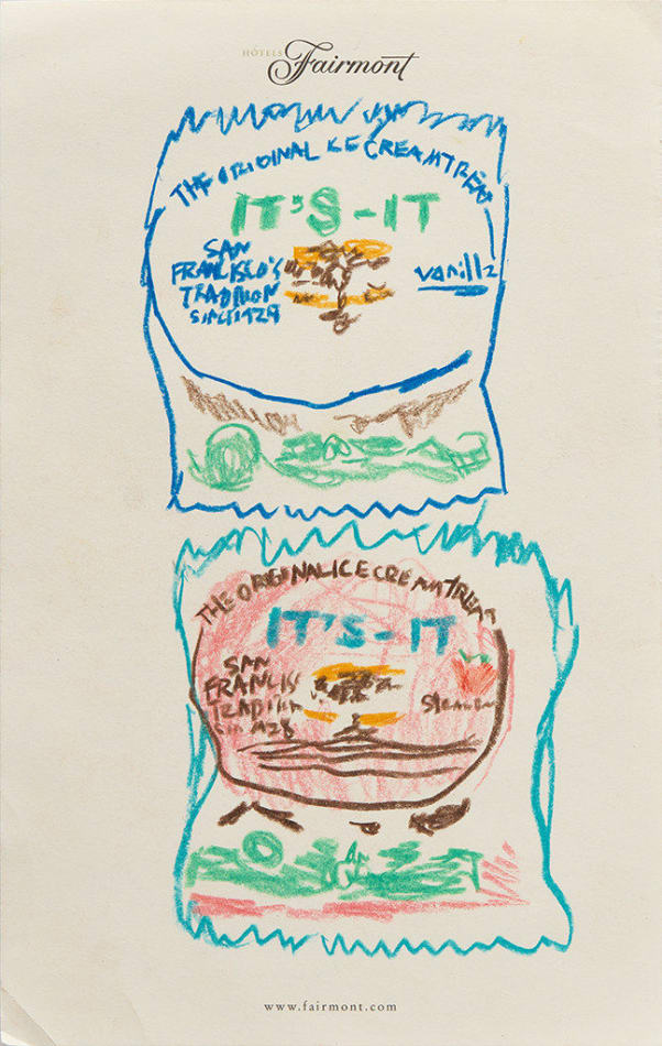 Drawing of two It's It wrappers