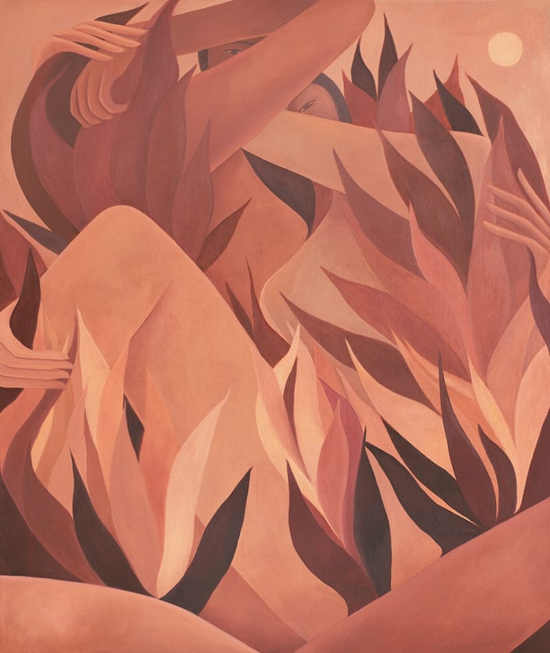 Laura Berger painting of women intertwined among petals