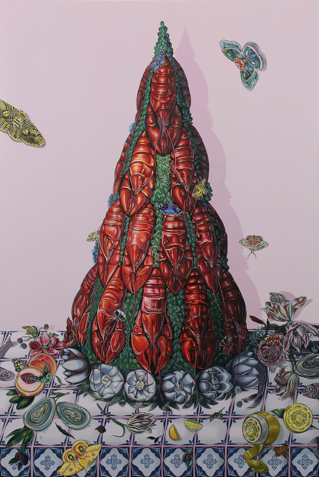 Sabrina Bockler - lobster tower tablescape scene with butterflies