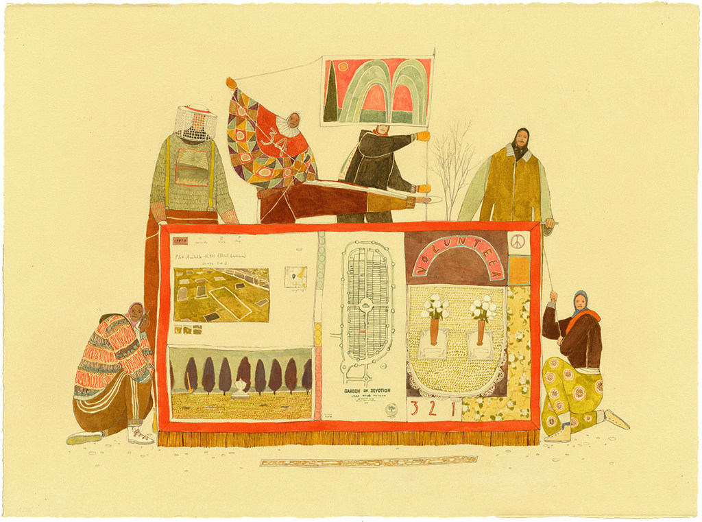 Pat Perry drawing of costumed figures