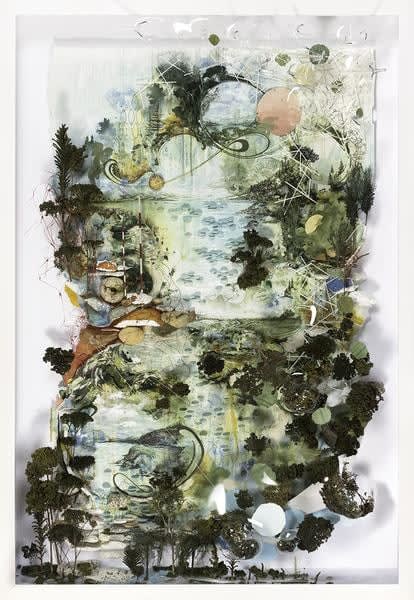 Gregory Euclide mixed media abstracted nature scene