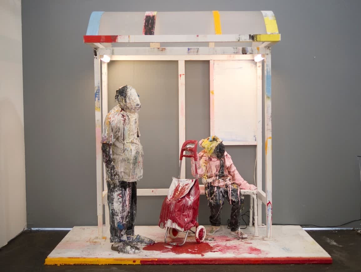 Brett Amory large scale installation featuring two figures