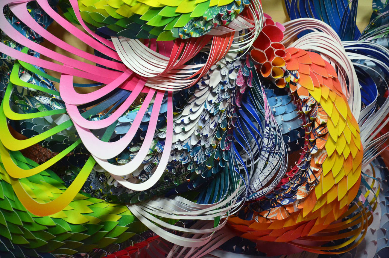 Crystal Wagner colorful biomorphic paper sculpture