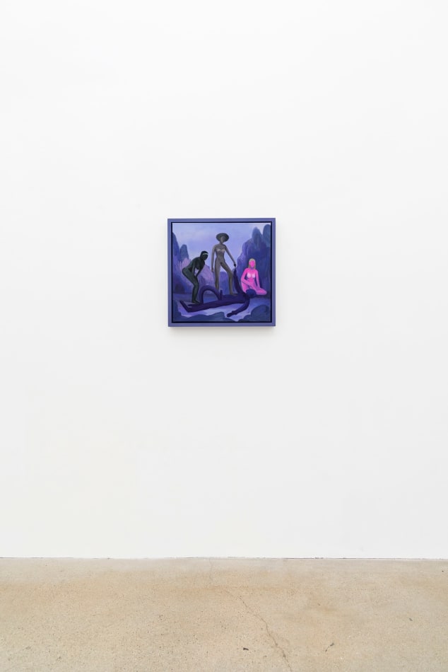 Corey K. Lamb - three female figures in a purple forest standing over a body