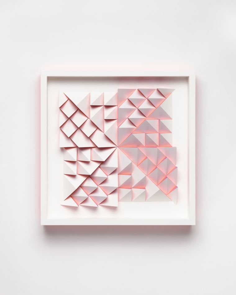 wooden wall sculpture by sean newport - pink