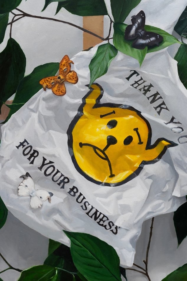detail view of plastic bag
