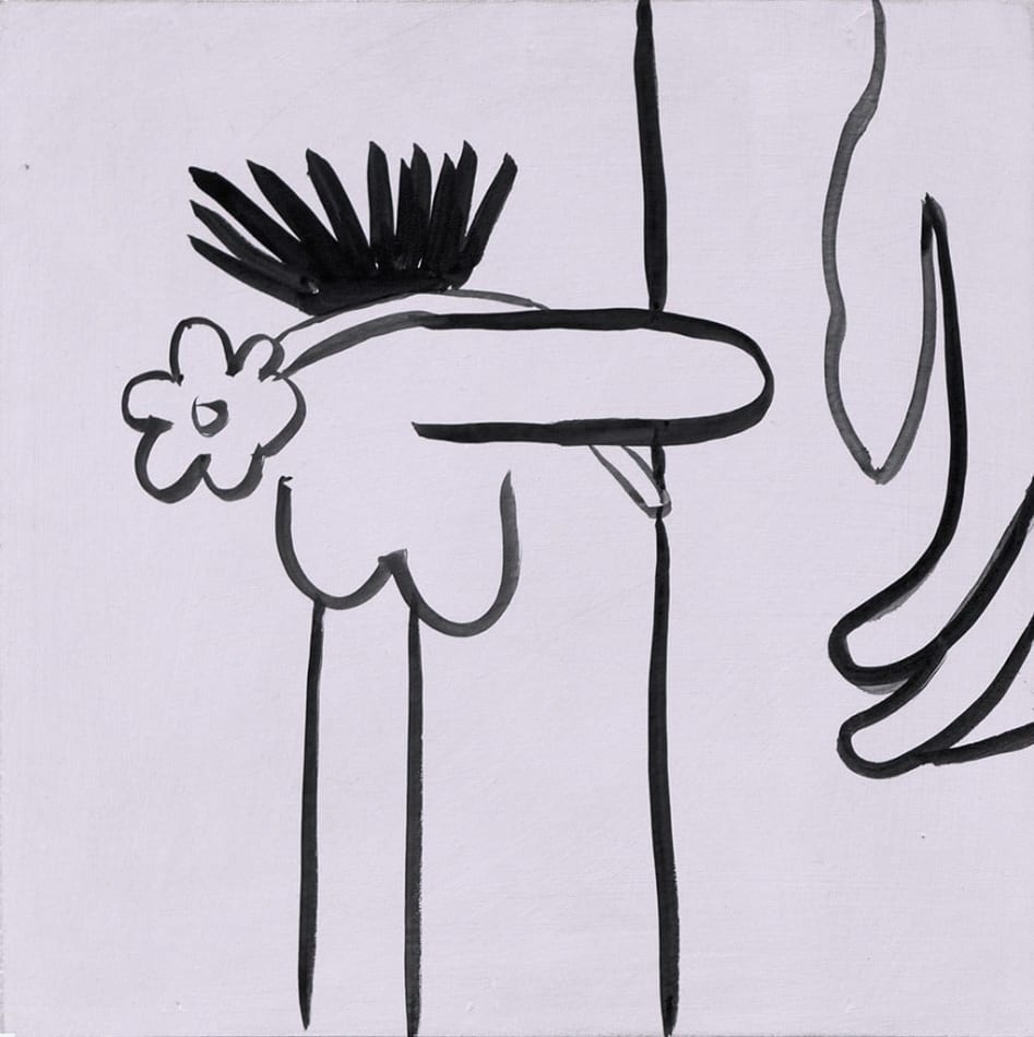 Corey Lamb ink painting of cropped male nude figure
