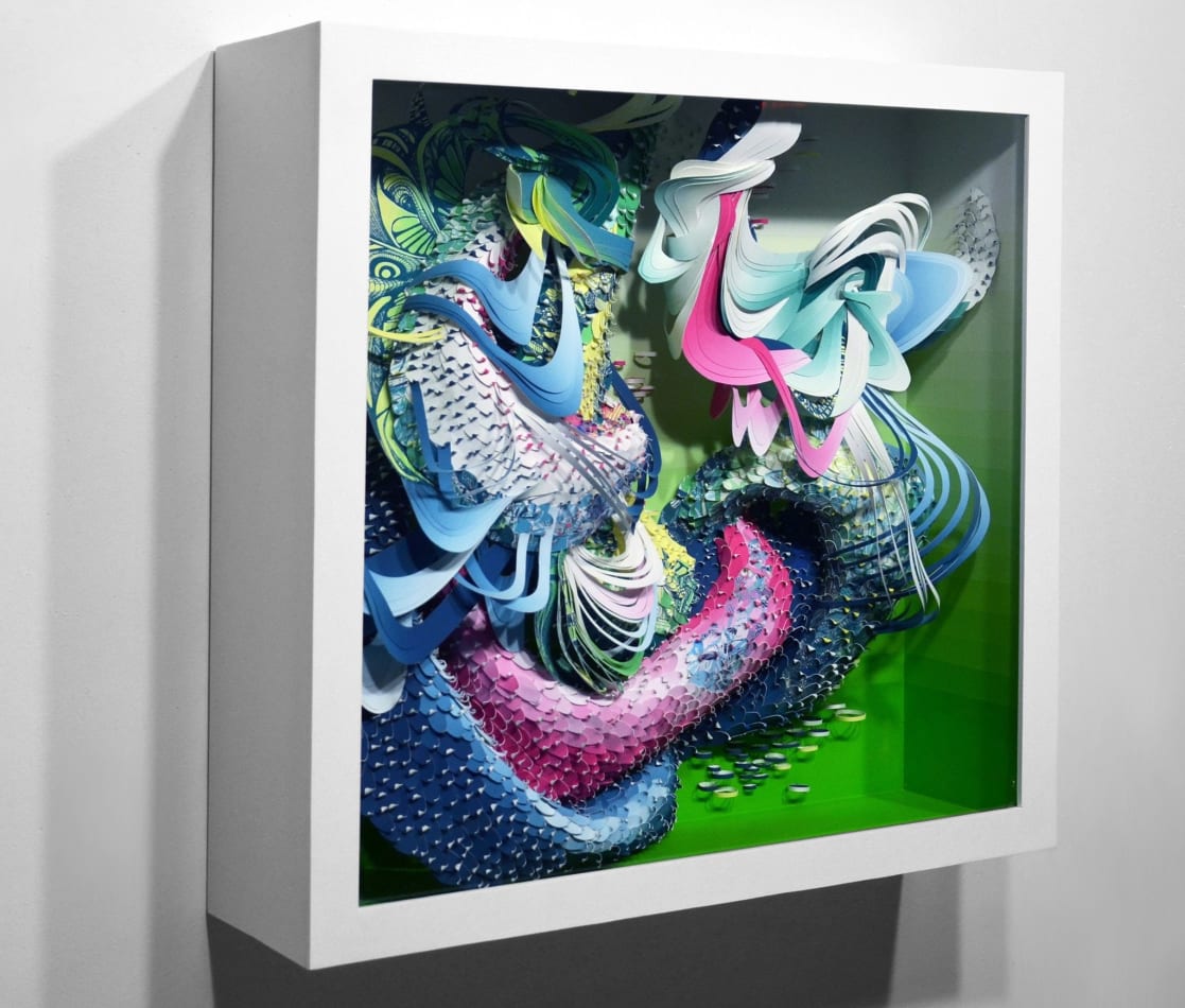 Crystal Wagner colorful abstract biomorphic paper sculpture