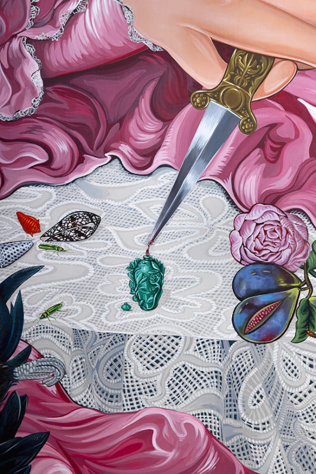 Detail photograph of the small dagger and an ornately carved vial by Sabrina Bockler