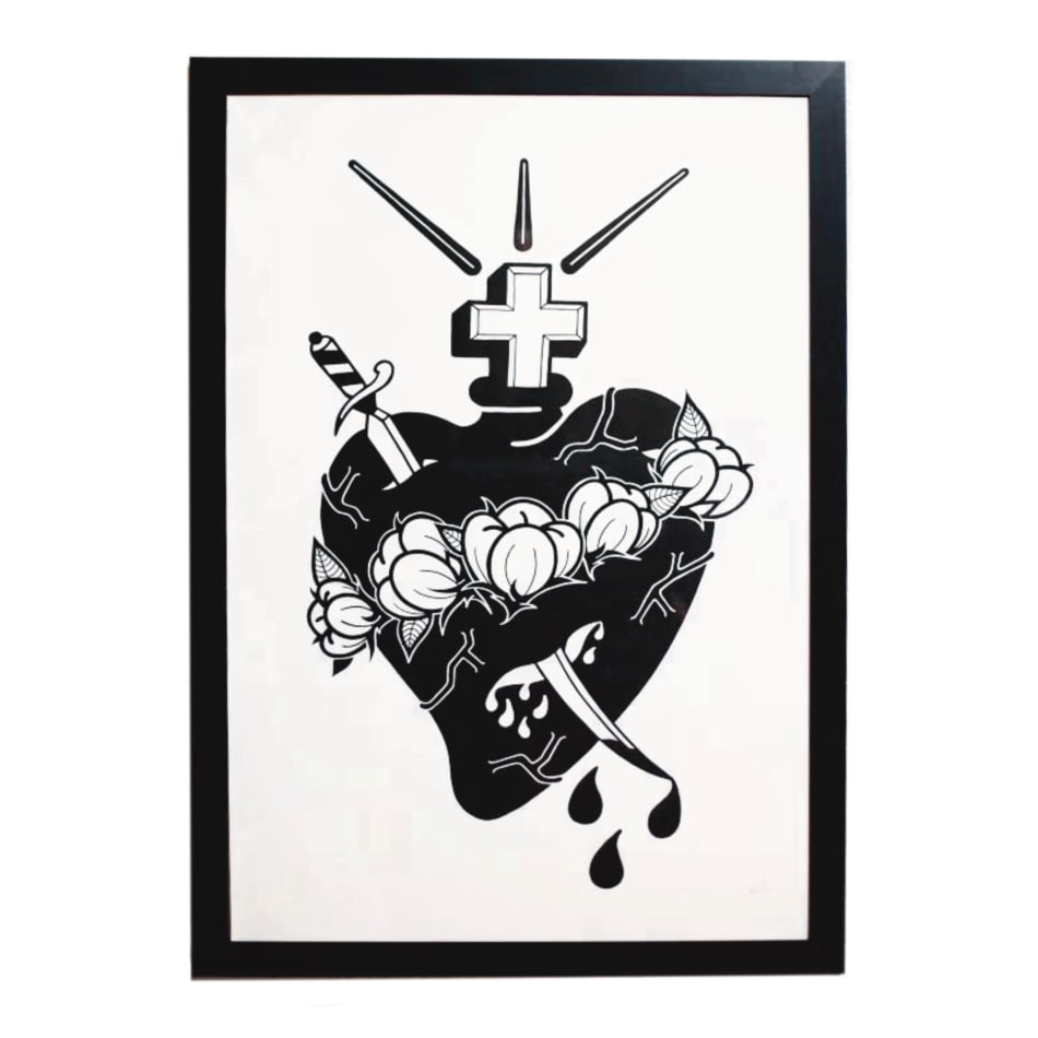 Christopher Martin, Sacred Heart with Cotton Peddles, 2021