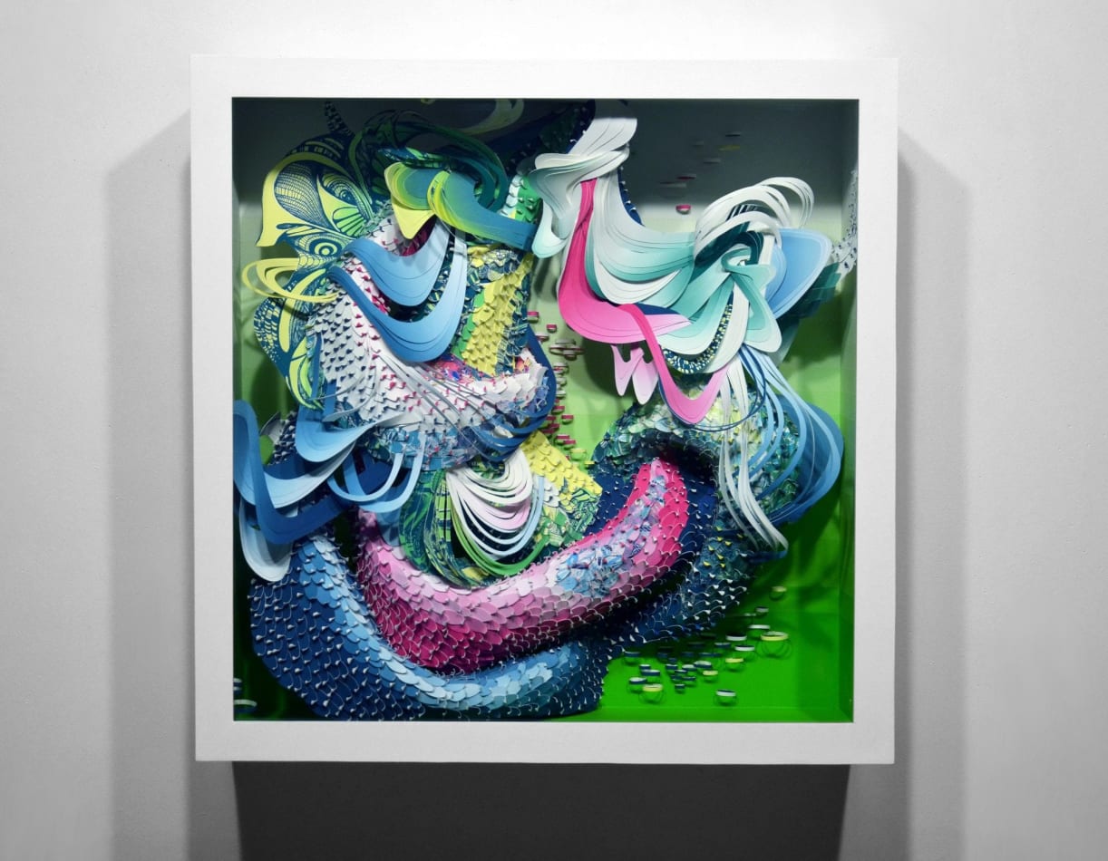 Crystal Wagner colorful abstract biomorphic paper sculpture