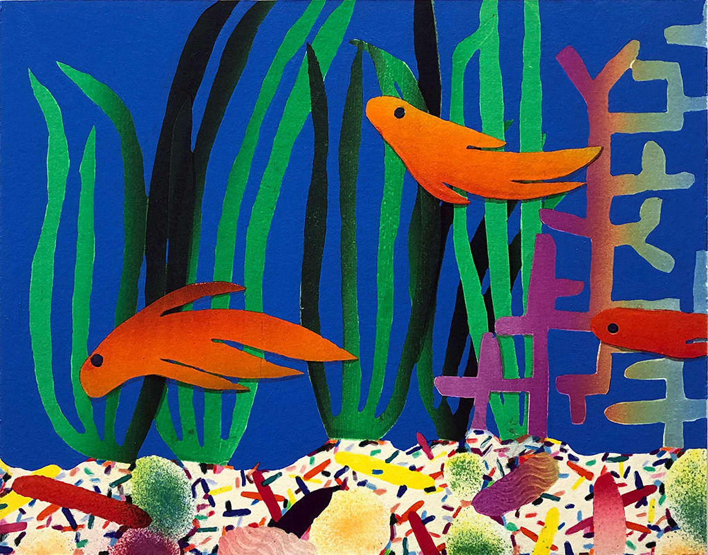 Karen Lederer painting of goldfish underwater