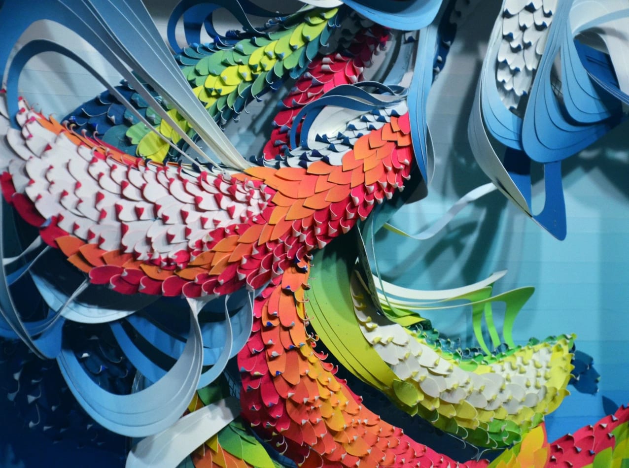 Crystal Wagner colorful abstract biomorphic paper sculpture