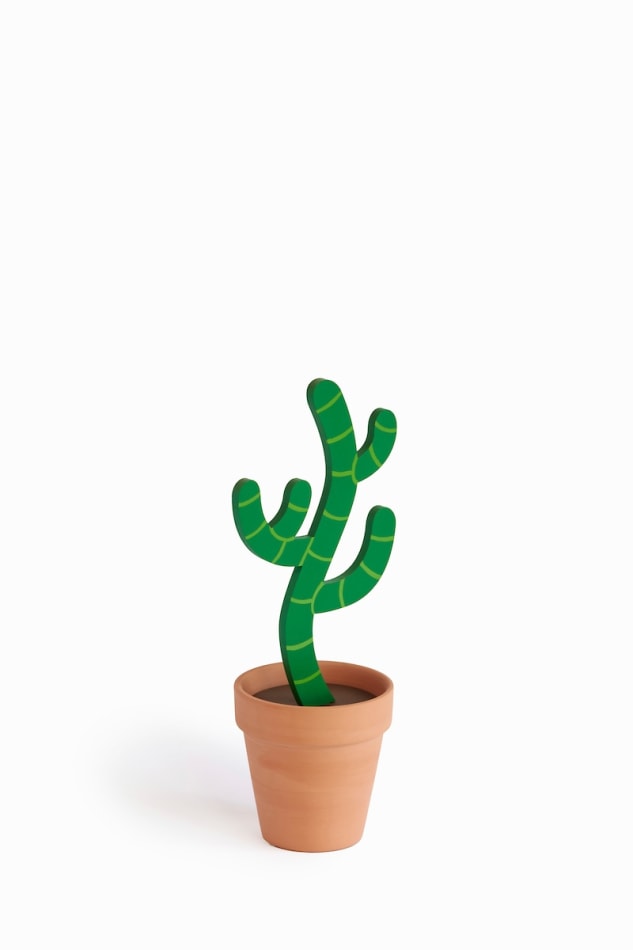 Jeff Canham wooden plant sculpture in a terra cotta pot
