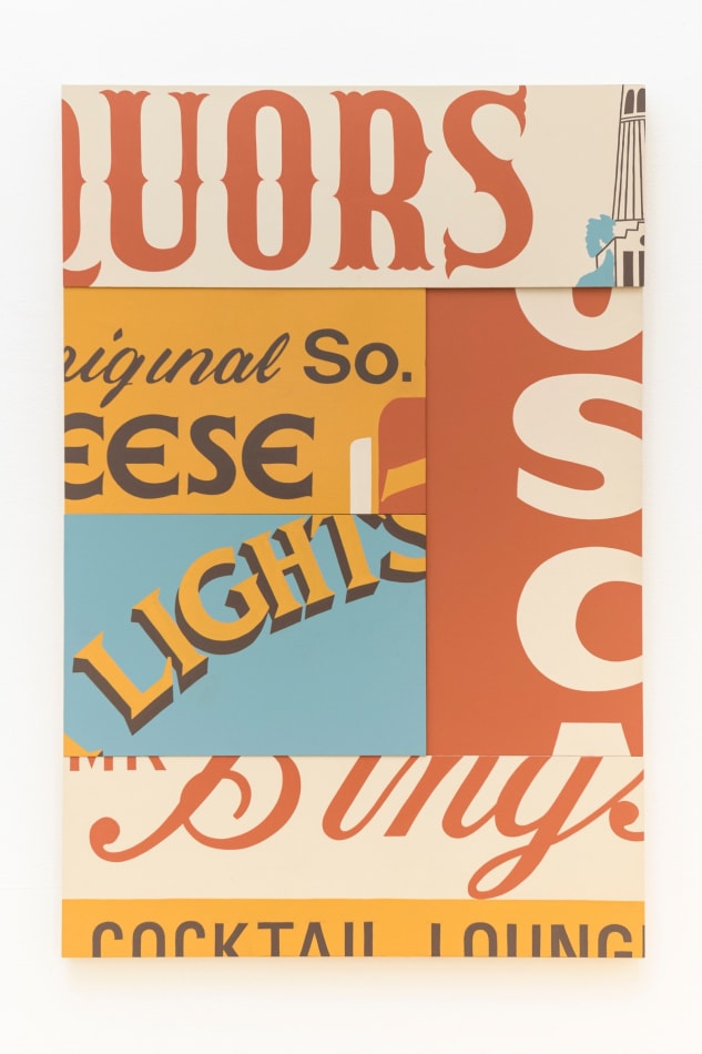 painting collage of neighborhood store signs