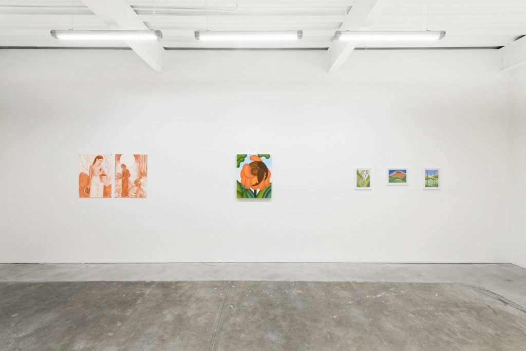 Installation view of The Jaunt: Winter Camp at Hashimoto Contemporary San Francisco. From left to right: Genevieve Cohn's works on paper 