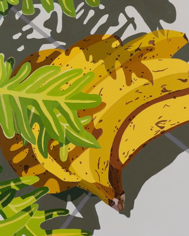 Detail of Natalia Juncadella 'Buscando Sombra' green leaves and shadows