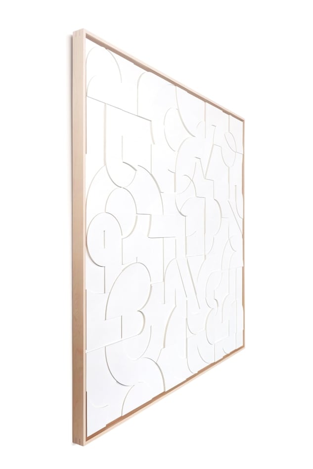 Scott Albrecht wood relief painting - abstract all white forms