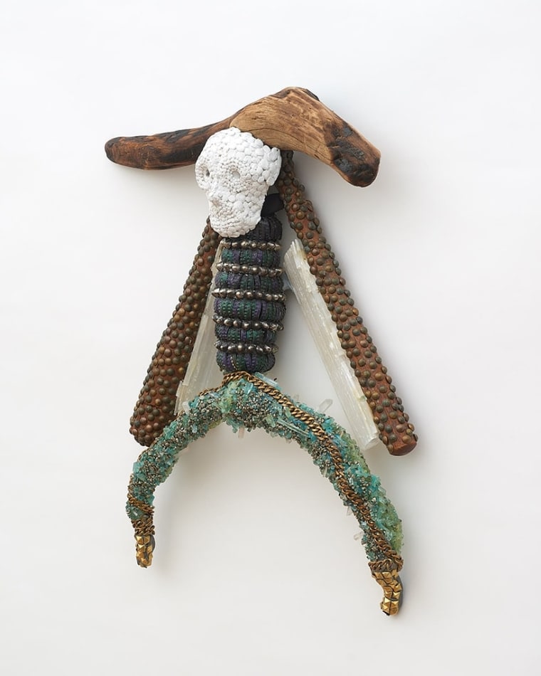 Lucien Shapiro, Floating on a Pyramid Below a Golden Tipped Moon Spirit Totem, 2019