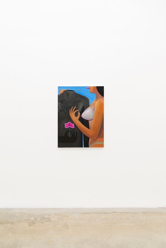 Corey K. Lamb - decapitated male torso holding flower next to nude female figure
