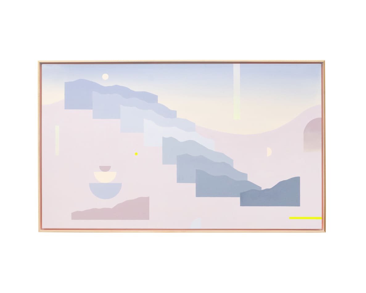 Madelein Tonzi painting of abstracted desert landscape in dusk pastel tones