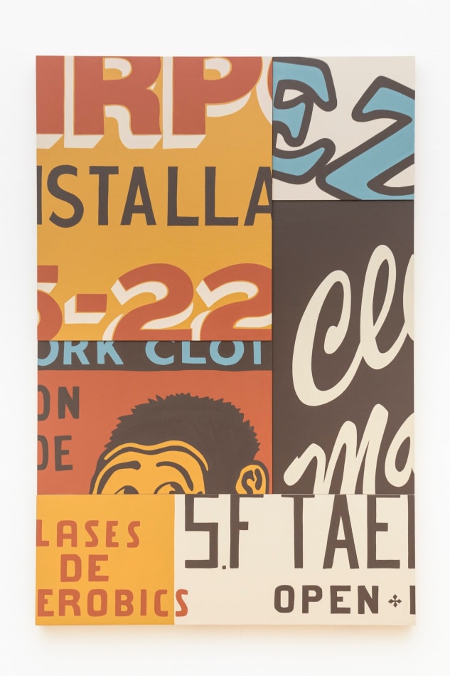 painting collage of neighborhood store signs
