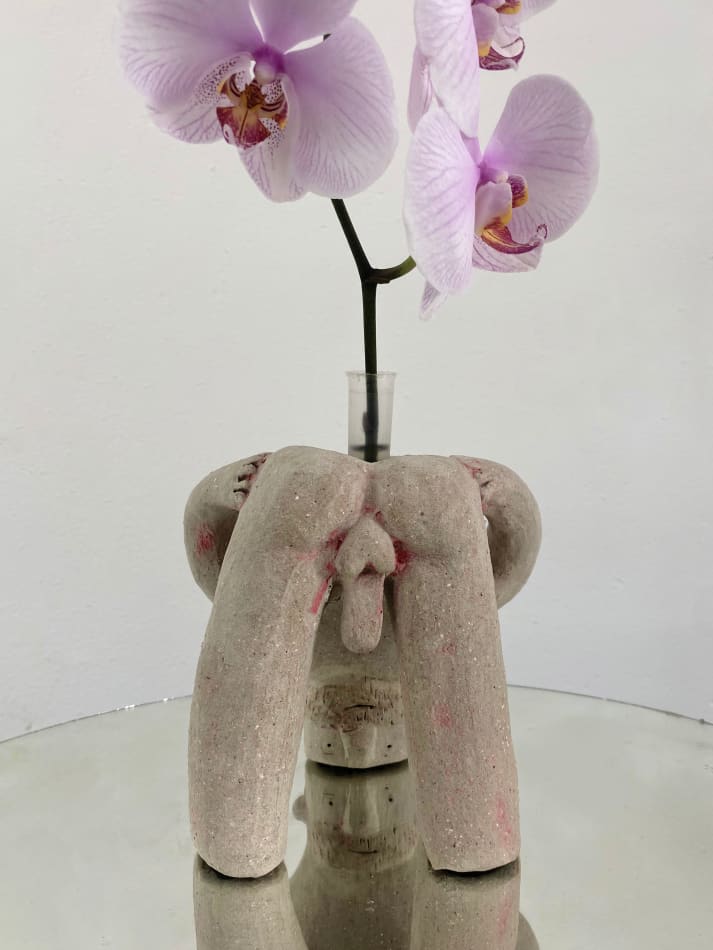 Carlos Rodriguez vase of a nude man bending over