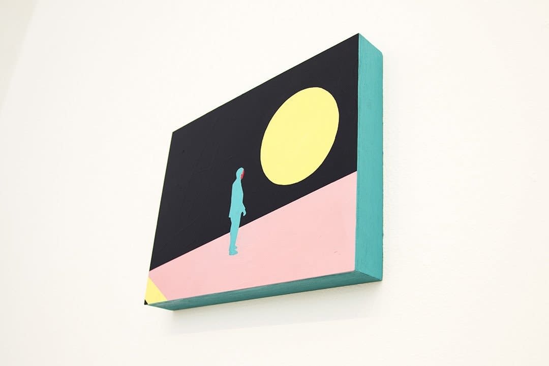 Mario Wagner colorful painting of figure and moon