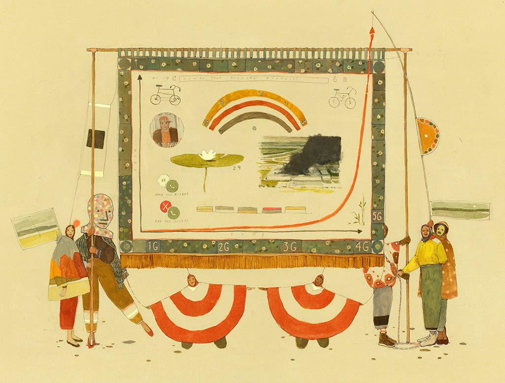 Pat Perry drawing of costumed figures