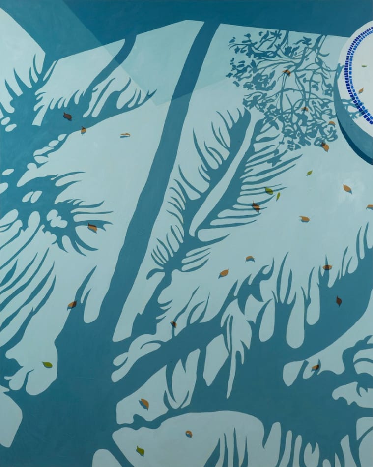 Natalia Juncadella painting of blue pool with shadows cast over it