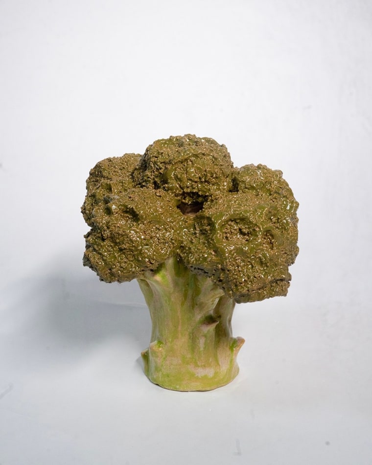 Lindsey Lou Howard sculpture of a head of broccoli with skulls in tops
