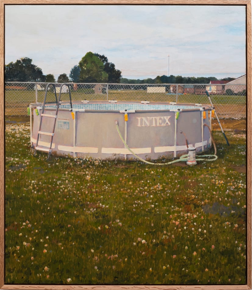 Painting of an above ground pool with the word 