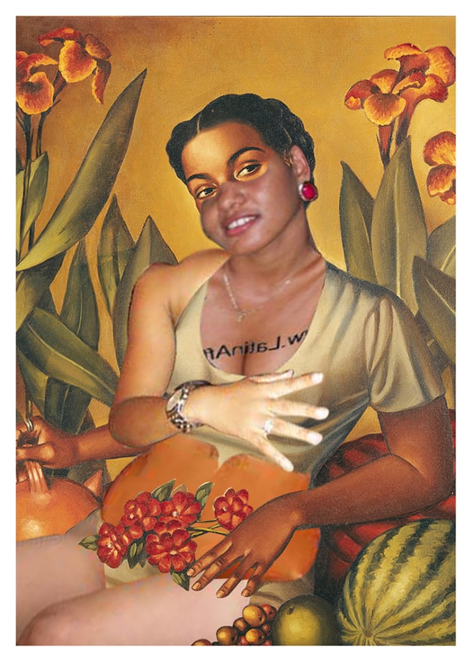 Joiri Minaya, Sex tourist and white local predator painting in art History #4 (After Grau Araujo), 2015