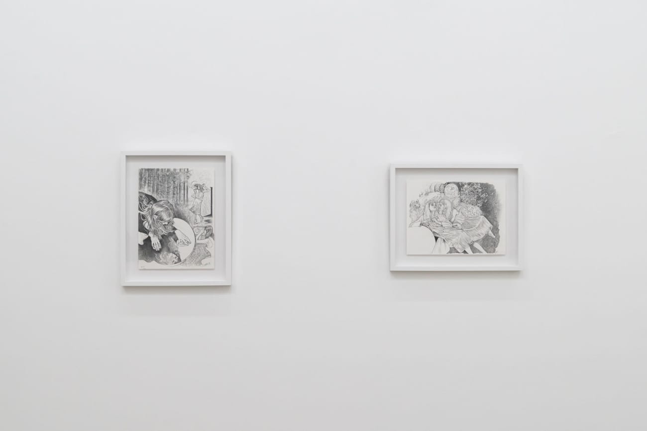 Installation photo of Martine Johanna's drawings at Hashimoto Contemporary Los Angeles