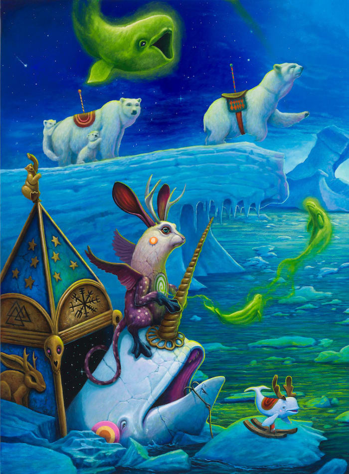 Dulk panel 1 of triptych of whale and polar bears