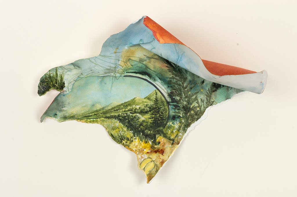 Gregory Euclide landscape on shaped paper