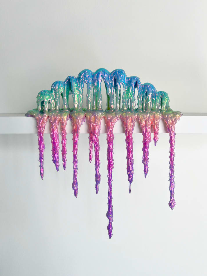 Dripping sculpture with rainbow gradient and shine by Dan Lam