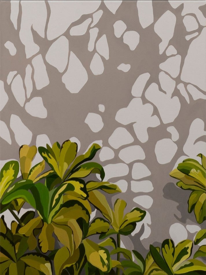 bottom (leafy detail) Natalia Juncadella painting of column, shadows, flowers and leaves