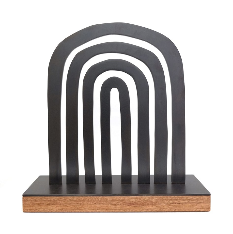 Scott Albrecht - iron sculpture, abstract looping form