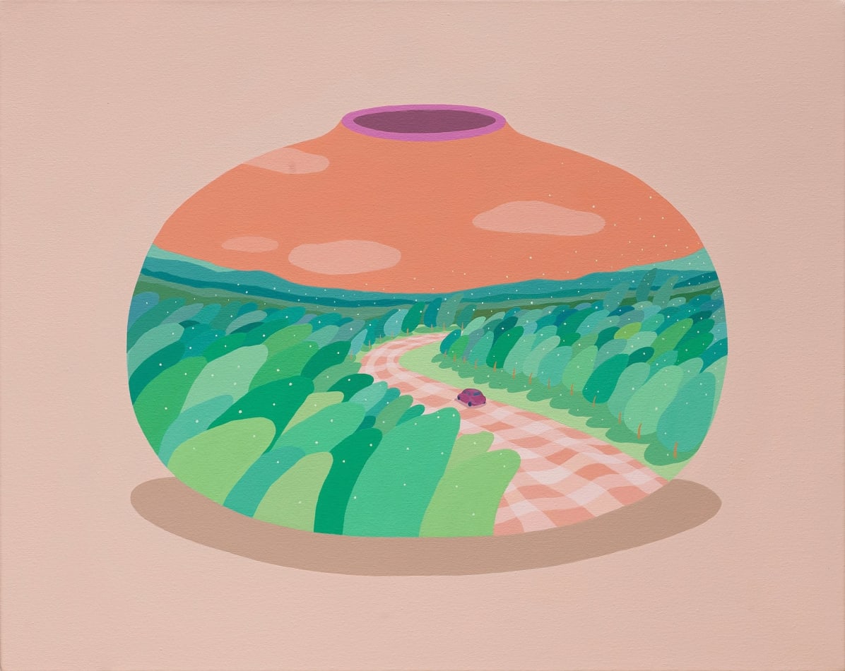 Danym Kwon's painting of a vase with a landscape scene