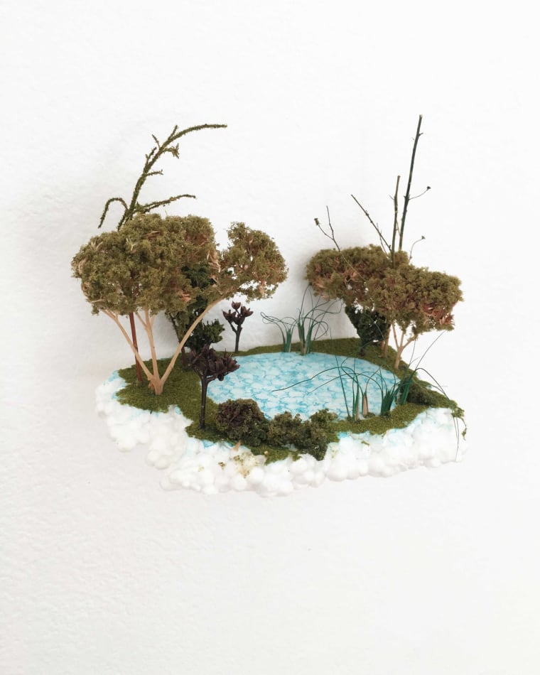 Gregory Euclide mixed media abstracted nature scene mini island