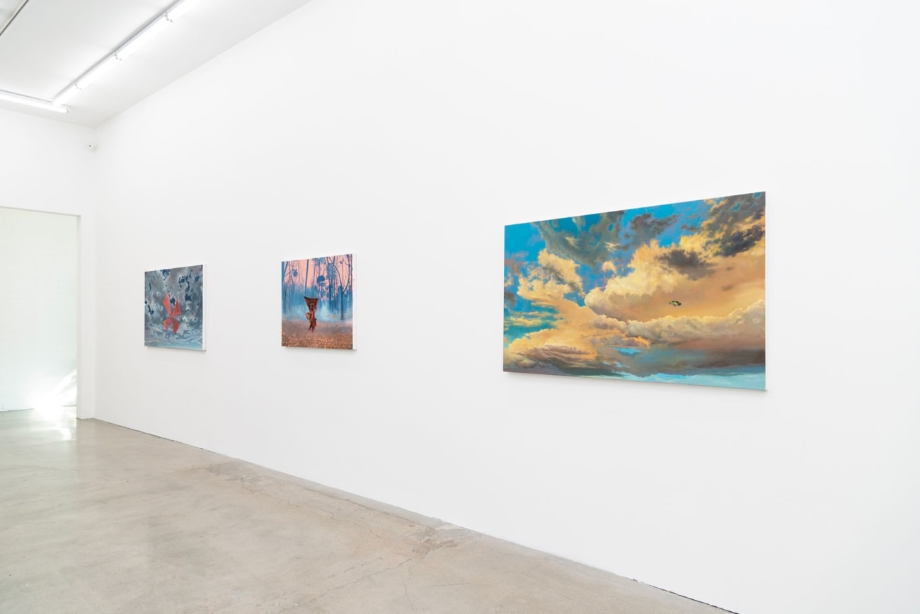 Installation image of at Hashimoto Contemporary Los Angeles of Wayne White's exhibition Jumping From Ice Floe to Ice Floe