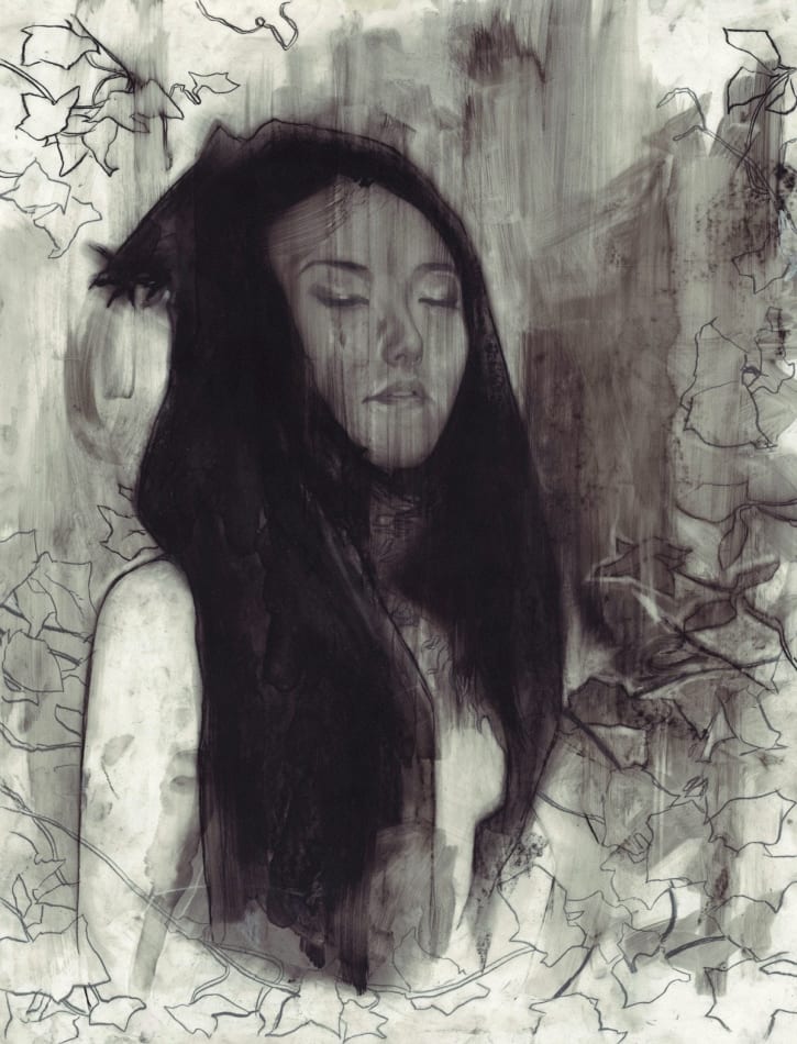 Nimit Malavaria graphite drawing of female figure