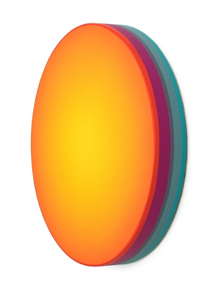 Jan Kaláb side view of bright orange circle