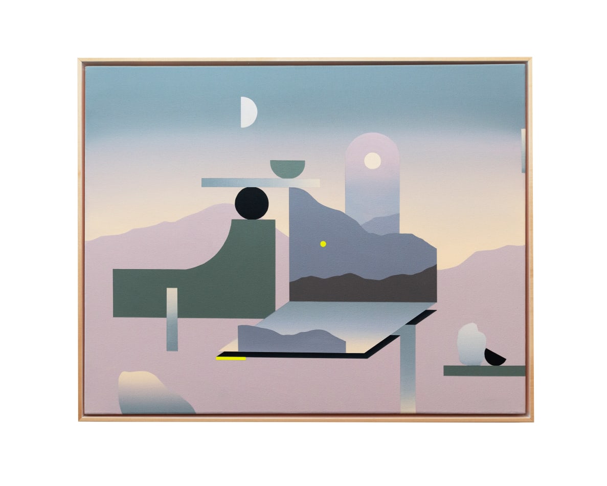 Madeleine Tonzi painting of abstracted desert landscape in dusk pastel tones