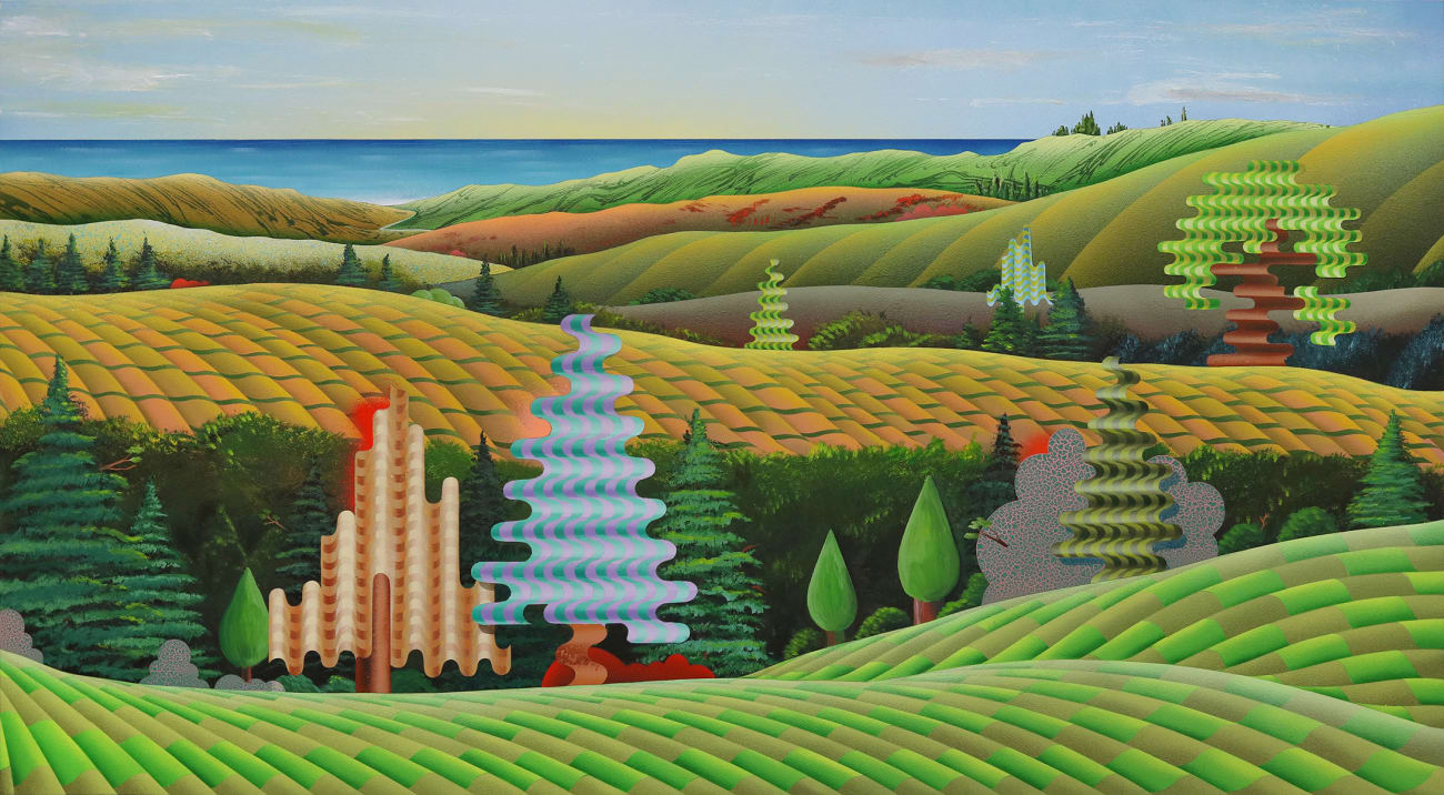 painting of a landscape with hills