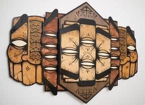 GATS painting on wood of face