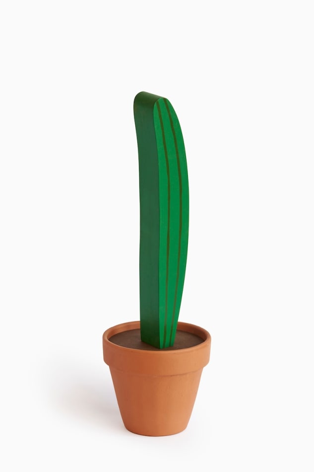 Jeff Canham wooden plant sculpture in a terra cotta pot