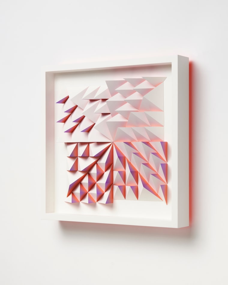 wooden wall sculpture by sean newport - pink