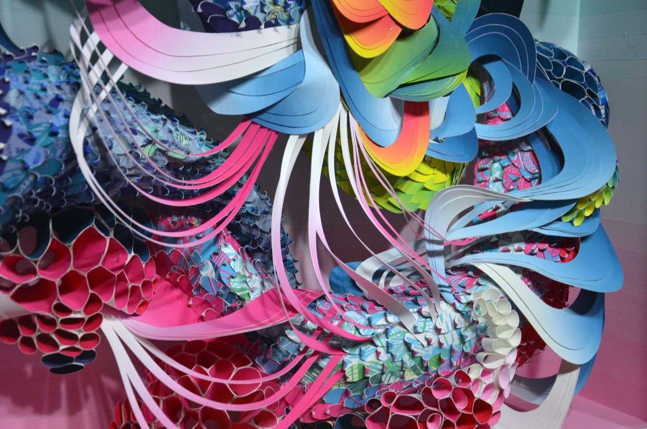 Crystal Wagner colorful abstract biomorphic paper sculpture